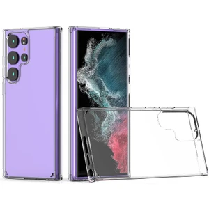 Techno Guru Samsung Galaxy S23 Ultra Tam Koruma Sağlayan Sert ve Şeffaf Coss Premium Silikon Kılıf
