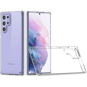 Techno Guru Samsung Galaxy S22 Ultra Tam Koruma Sağlayan Sert ve Şeffaf Coss Premium Silikon Kılıf