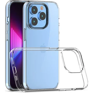 Techno Guru iPhone 14 Pro Max Tam Koruma Sağlayan Sert ve Şeffaf Coss Premium Silikon Kılıf