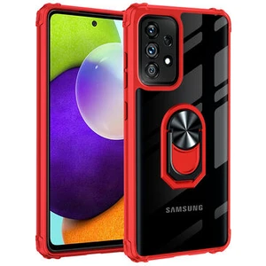 Techno Guru Samsung Galaxy A72 Yüzüklü ve Kenarları Renkli Köşe Korumalı Mola Premium Pc Silikon Kılıf