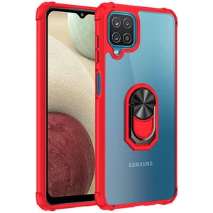 Techno Guru Samsung Galaxy M12 Yüzüklü ve Kenarları Renkli Köşe Korumalı Mola Premium Pc Silikon Kılıf