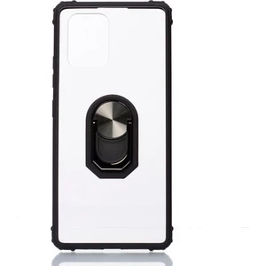 Techno Guru Samsung Galaxy S10 Lite Yüzüklü ve Kenarları Renkli Köşe Korumalı Mola Premium Pc Silikon Kılıf