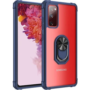 Techno Guru Samsung Galaxy S20 Fe Yüzüklü ve Kenarları Renkli Köşe Korumalı Mola Premium Pc Silikon Kılıf