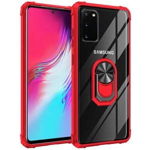 Techno Guru Samsung Galaxy S20 Yüzüklü ve Kenarları Renkli Köşe Korumalı Mola Premium Pc Silikon Kılıf
