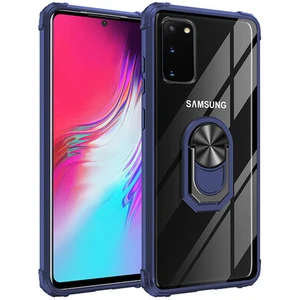 Techno Guru Samsung Galaxy S20 Yüzüklü ve Kenarları Renkli Köşe Korumalı Mola Premium Pc Silikon Kılıf