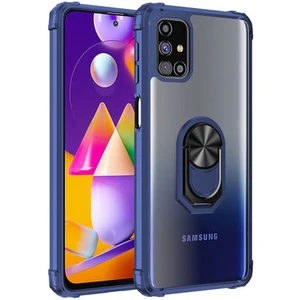 Techno Guru Samsung Galaxy M31S Yüzüklü ve Kenarları Renkli Köşe Korumalı Mola Premium Pc Silikon Kılıf