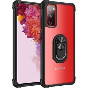 Techno Guru Samsung Galaxy S20 Fe Yüzüklü ve Kenarları Renkli Köşe Korumalı Mola Premium Pc Silikon Kılıf