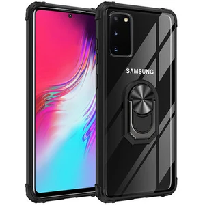 Techno Guru Samsung Galaxy S20 Yüzüklü ve Kenarları Renkli Köşe Korumalı Mola Premium Pc Silikon Kılıf