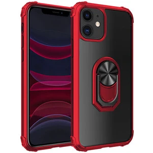 Techno Guru iPhone 11 Yüzüklü ve Kenarları Renkli Köşe Korumalı Mola Premium Pc Silikon Kılıf