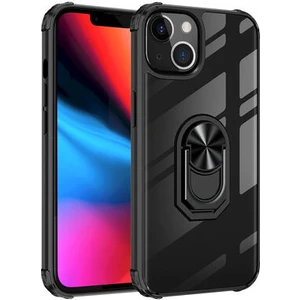 Techno Guru iPhone 13 Mini Yüzüklü ve Kenarları Renkli Köşe Korumalı Mola Premium Pc Silikon Kılıf