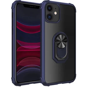 Techno Guru iPhone 11 Yüzüklü ve Kenarları Renkli Köşe Korumalı Mola Premium Pc Silikon Kılıf