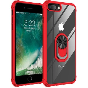 Techno Guru iPhone 7 Plus Yüzüklü ve Kenarları Renkli Köşe Korumalı Mola Premium Pc Silikon Kılıf