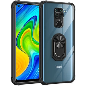 Techno Guru Redmi Note 9 Yüzüklü ve Kenarları Renkli Köşe Korumalı Mola Premium Pc Silikon Kılıf