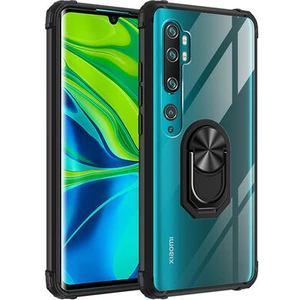 Techno Guru Xiaomi Mi Note 10 Lite Yüzüklü ve Kenarları Renkli Köşe Korumalı Mola Premium Pc Silikon Kılıf