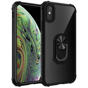 Techno Guru iPhone Xs Max Yüzüklü ve Kenarları Renkli Köşe Korumalı Mola Premium Pc Silikon Kılıf