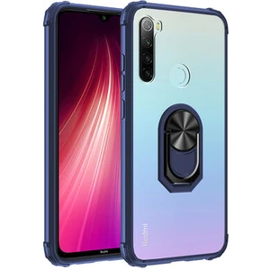 Techno Guru Redmi Note 8 Yüzüklü ve Kenarları Renkli Köşe Korumalı Mola Premium Pc Silikon Kılıf