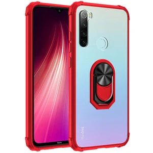 Techno Guru Redmi Note 8 Yüzüklü ve Kenarları Renkli Köşe Korumalı Mola Premium Pc Silikon Kılıf