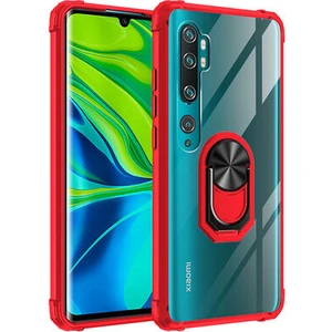 Techno Guru Xiaomi Mi Note 10 Lite Yüzüklü ve Kenarları Renkli Köşe Korumalı Mola Premium Pc Silikon Kılıf