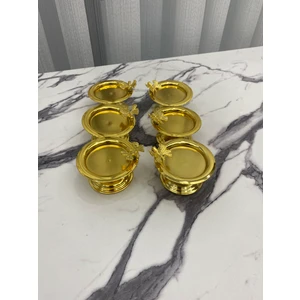 Aslı Hediyelik 6 'lı Kelebekli Dekoratif Gümüş-Gold Renk  Makaronluk Lokumluk,şekerlik,sunum,kahve,ikramlık, Kahve Sunum