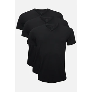 Erkek Siyah 3 Lü Paket Basic V Yaka Ince Modal Yaz Serinliği Tshirt 3M085