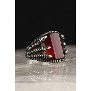 Ksr Moda Pençe Model Akik Taşlı 925 Ayar Gümüş Erkek Yüzük