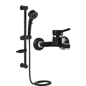 Siyah Duş Seti Pervaneli Duş Başlığı Duş Çeşmesi Banyo Duş Bataryası Duş Çeşmesi
