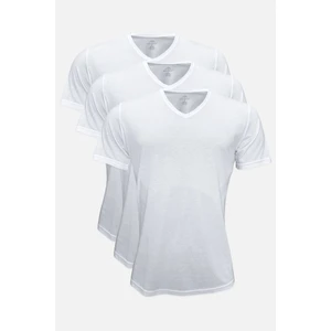 Erkek Beyaz 3 Lü Paket Basic V Yaka Ince Modal Yaz Serinliği Tshirt 3M085
