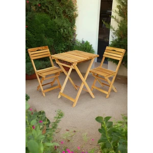 Ironika Ahşap Balkon Bahçe Mutfak Bistro Set Katlanır Masa Sandalye Takımı