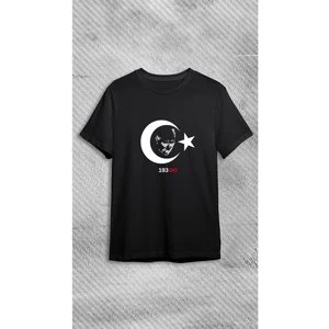 10 Kasım 1938 Atatürklü Tişört, 10 Kasım Atatürk Baskılı Tişört, Siyah %100 Pamuk T-Shirt