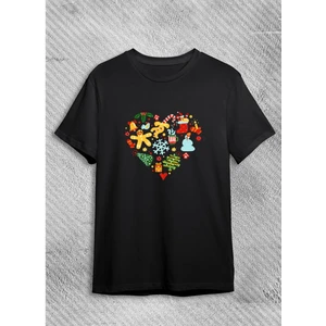 Yılbaşı Kalp Baskılı Tişörtü, Noel Tişörtü, Yılbaşı New Year Tişörtü Yılbaşı Tişörtü