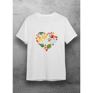 Yılbaşı Kalp Baskılı Tişörtü, Noel Tişörtü, Yılbaşı New Year Tişörtü Yılbaşı Tişörtü