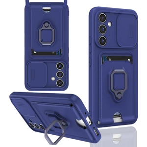 Galaxy A14 Uyumlu Kartvizitli Yüzüklü Taşıma Ipli Darbe Emici Esnek Lüx Kapak