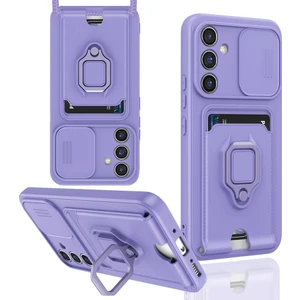 Galaxy A14 Uyumlu Kartvizitli Yüzüklü Taşıma Ipli Darbe Emici Esnek Lüx Kapak