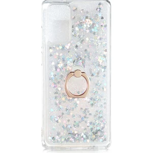 Techno Guru Poco M3 Sıvı Simli ve Yüzüklü Şık Milce Premium Silikon Kılıf