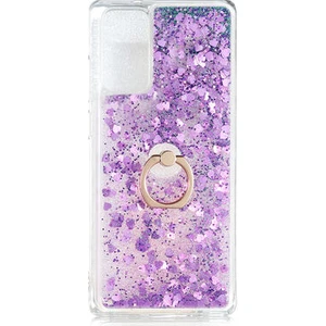 Techno Guru Poco M3 Sıvı Simli ve Yüzüklü Şık Milce Premium Silikon Kılıf