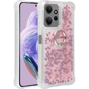 Techno Guru Redmi Note 12 Pro 4g Sıvı Simli ve Yüzüklü Şık Milce Premium Silikon Kılıf