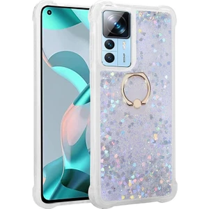 Techno Guru Xiaomi Mi 12T Sıvı Simli ve Yüzüklü Şık Milce Premium Silikon Kılıf