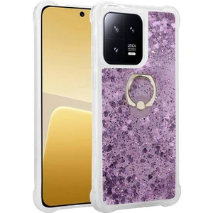 Techno Guru Xiaomi Mi 13 Sıvı Simli ve Yüzüklü Şık Milce Premium Silikon Kılıf