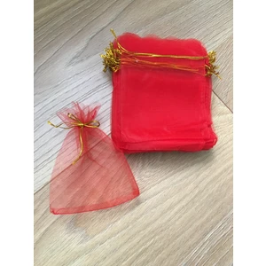 Kırmızı Çerez Kesesi Organze Tül Kese 12X14 cm Lavanta Kesesi