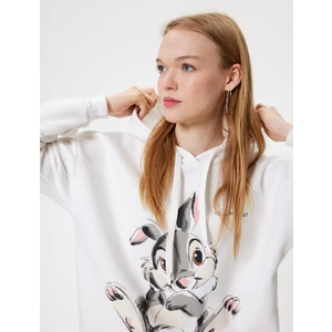 Bambi Oversize Kapüşonlu Sweatshirt Baskılı Şardonlu Lisanslı