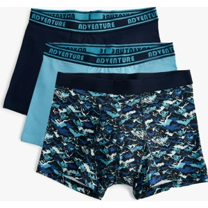 3'lü Boxer Seti Soyut Baskılı Çok Renkli Pamuklu