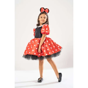 Yağmur Kostütüm Minnie Mouse Kız Çocuk Kırmızı Puantiyeli Doğum Günü Elbisesi Ve Parti Kostümü