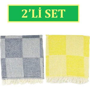 Inter Z 2'li Set Dama Desenli Peştamal Plaj Havlusu 70X155 cm