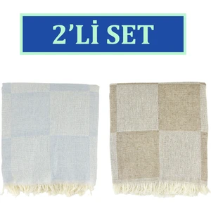 Inter Z 2'li Set Dama Desenli Peştamal Plaj Havlusu 70X155 cm