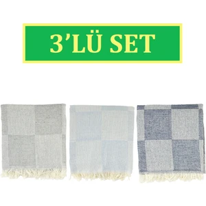 Inter Z 3'lü Set Dama Desenli Peştamal Plaj Havlusu 70X155 cm