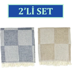 Inter Z 2'li Set Dama Desenli Peştamal Plaj Havlusu 70X155 cm