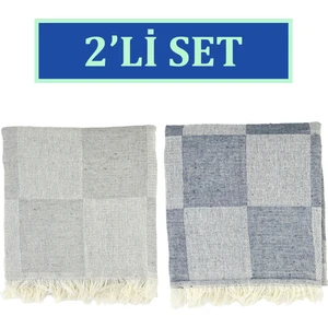Inter Z 2'li Set Dama Desenli Peştamal Plaj Havlusu 70X155 cm