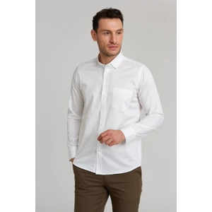 Regular Fit Paşa Yaka Beyaz Spor Basic Erkek Gömlek GM23K232067_D01