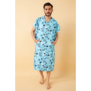 Vevien Home Beach Vibes Desen Yetişkin Sörf Yazlık Panço Kapüşonlu Plaj Havlusu Plaj Elbisesi L Beden