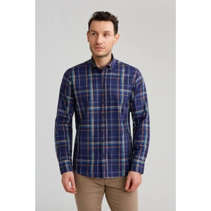 Regular Fit Ekoseli Lacivert Spor Erkek Gömlek GMEKS0122300220_D39